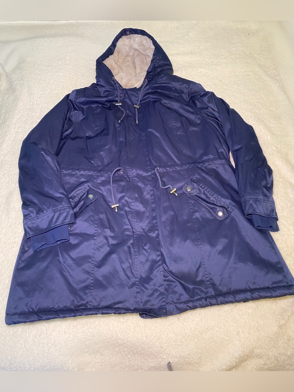 Women’s Navy Hooded Parka Coat - Cozy Lined Winter Jacket